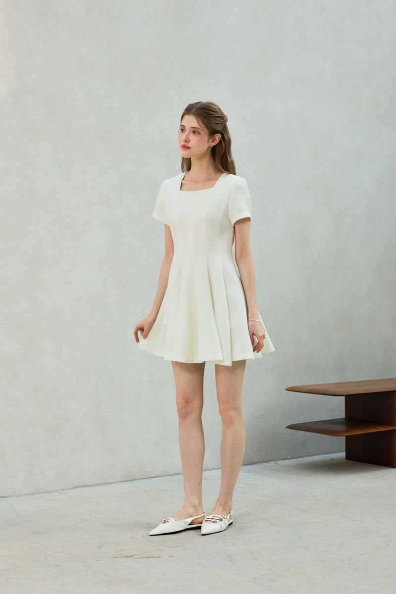 LANI TWEED DRESS / WHITE