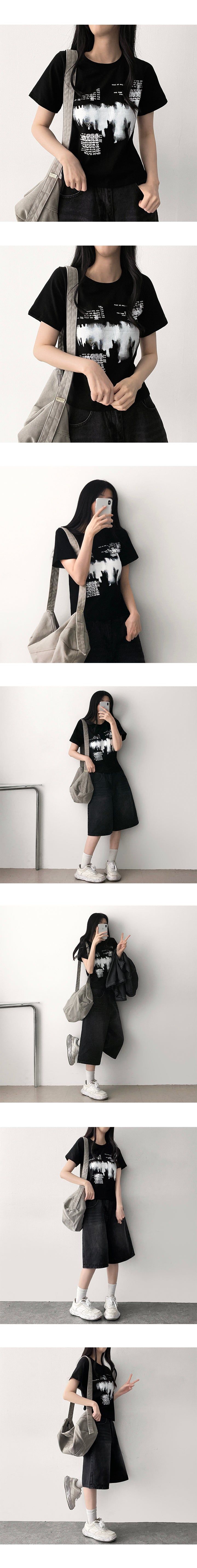 E-Tion lettering short-sleeved T-shirt