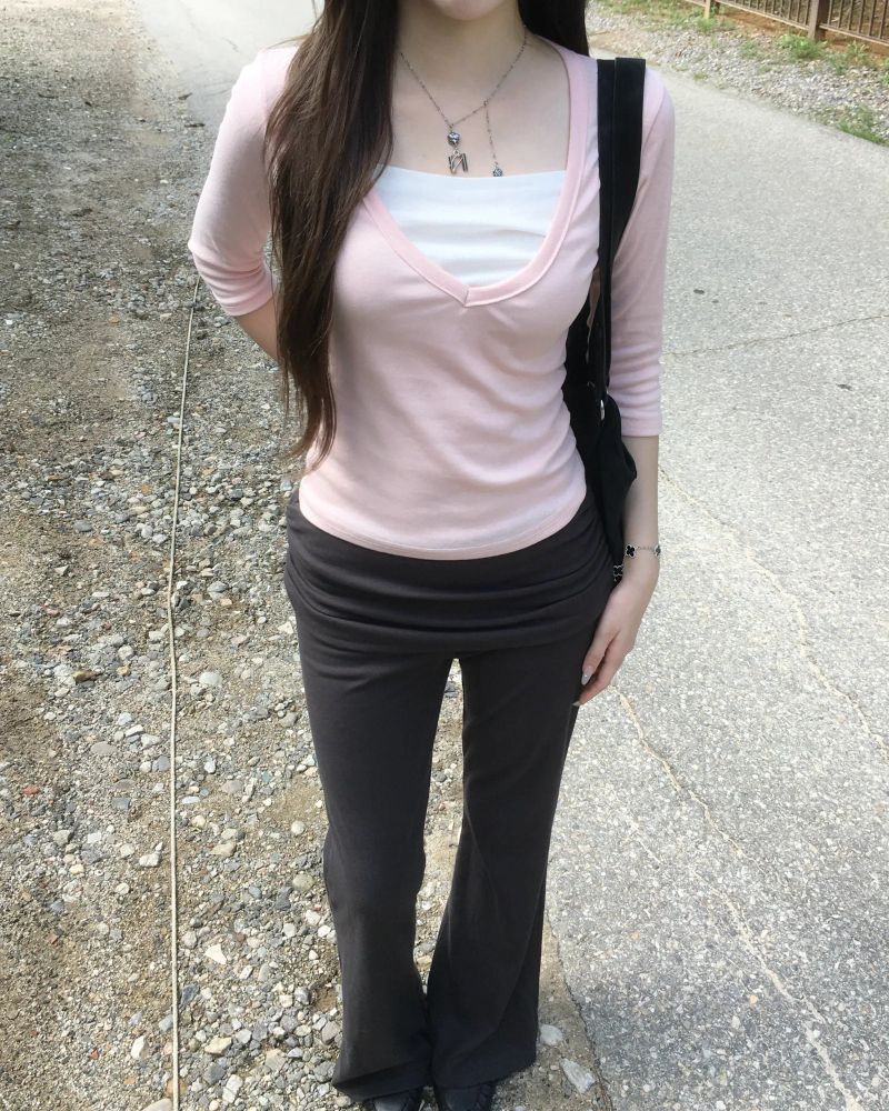 V neck layered T