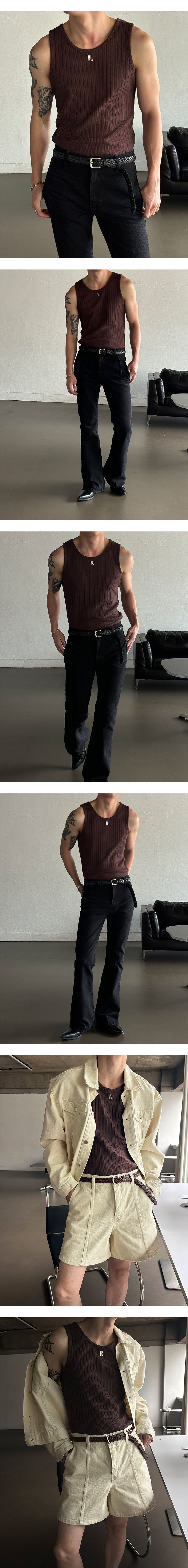 [S/S] High ribbed logo sleeveless(6color)
