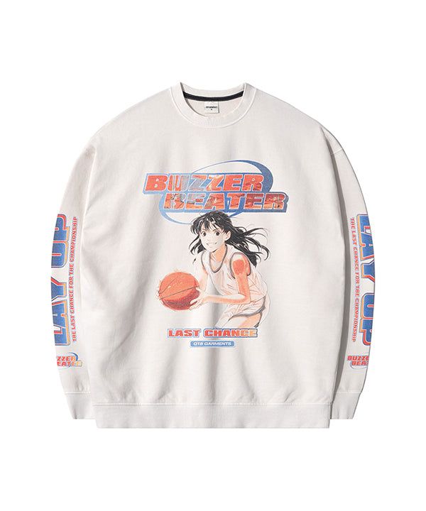 QT8 GARMENTS（キューティーエイトガーメント）の「TL ブザービーター ヴィンテージ ウォッシュド スウェットシャツ (エクリュ)（トップス）」