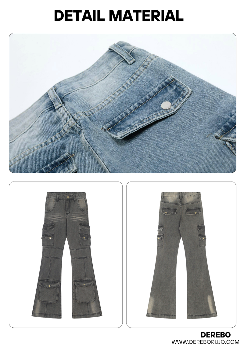 Pocket Semi Bootcut Denim Pants