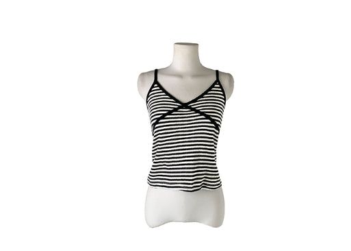 Cotter Punching Stripe Sleeveless Cardigan Set