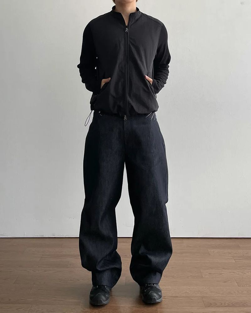 Mix Nylon Ribbed Zip-up