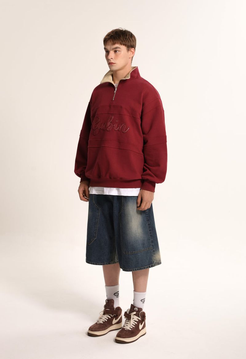 Applique Logo Half Zip-Up Sweatshirt