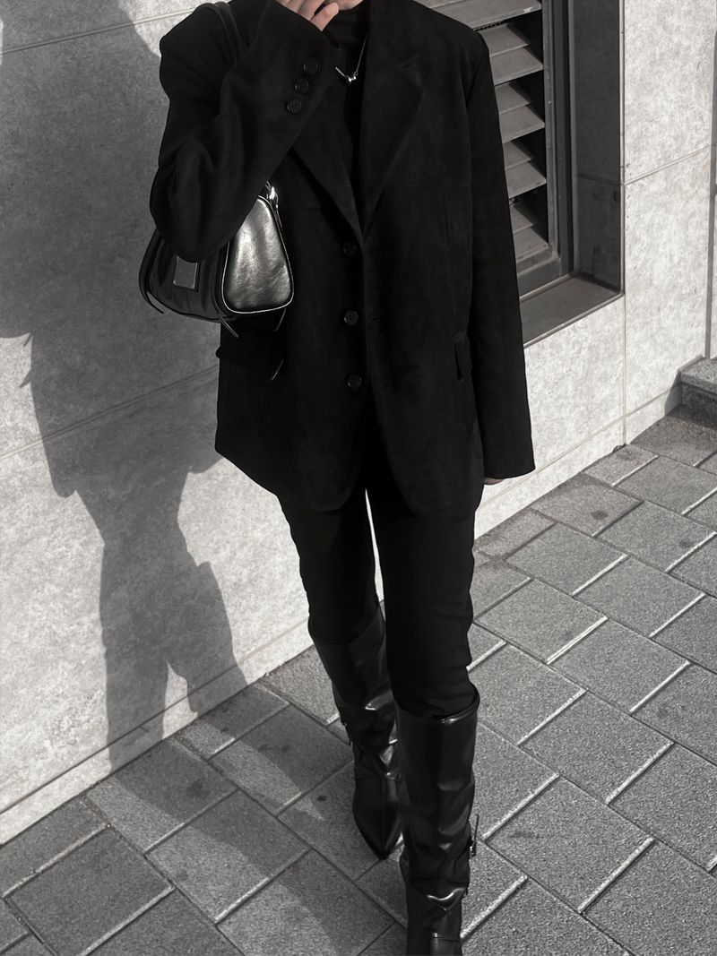 line suede blazer jacket (2color)
