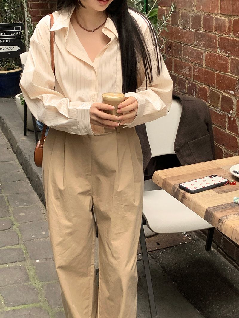 Dimple Stripe Silky Shirt