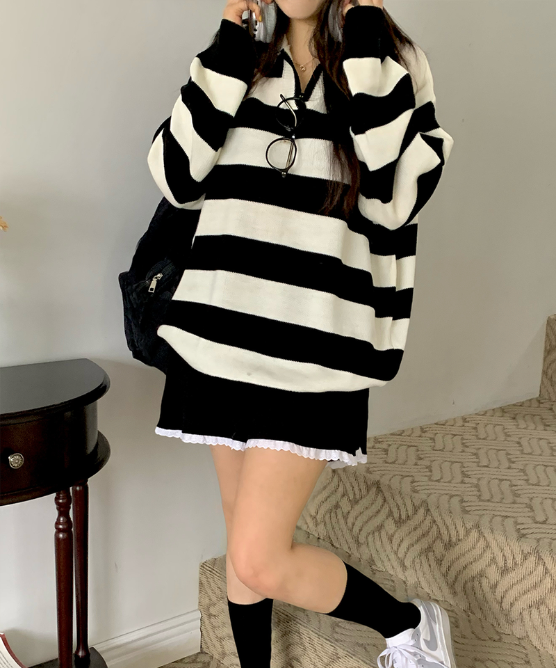 Bold Stripe Collar Knit