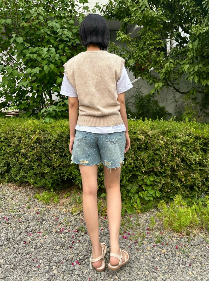 4 PART DESTROYED DOT DENIM PANTS code 21102