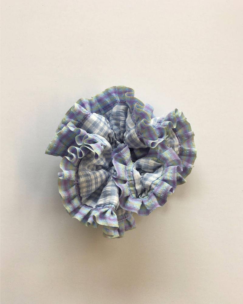 Ruffled Check Scrunchie (2color)
