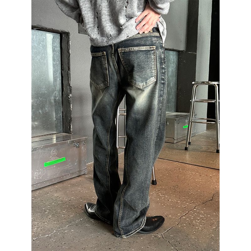 [F/W] Deep blue curve denim pants