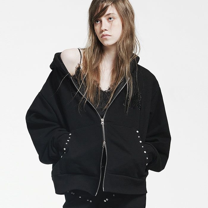 HOLY NUMBER 7(ホーリーナンバーセブン)の「Holy Symbol Oversized hooded zip-up_BLACK(Tops)」