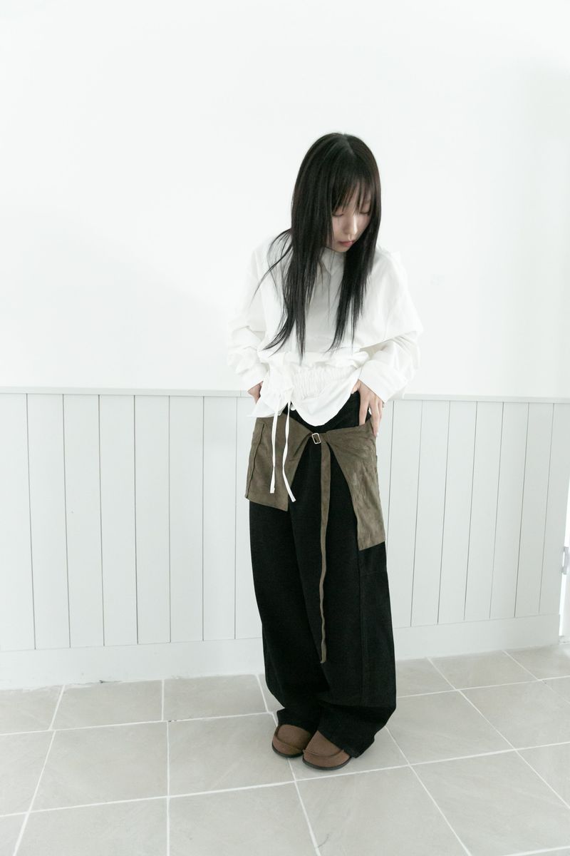 buckle suede wrap skirt(2colors)