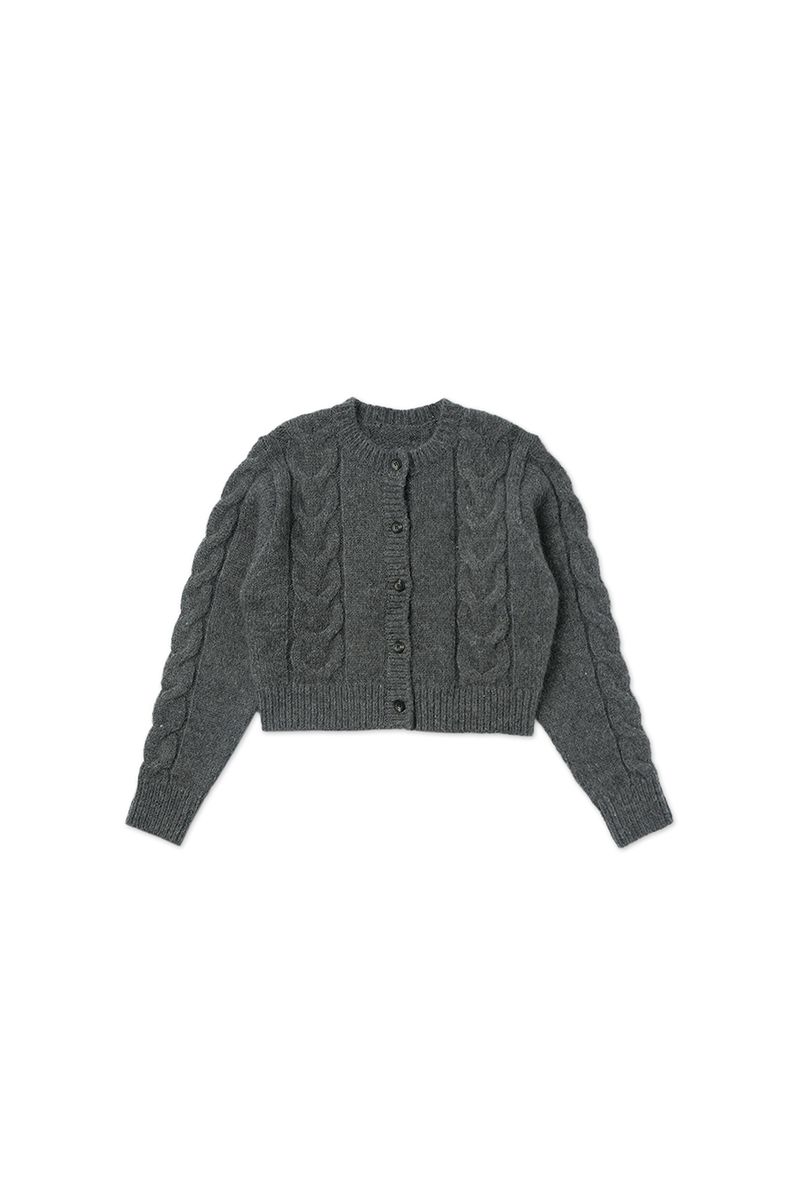 Mohair cable cardigan_charcoal
