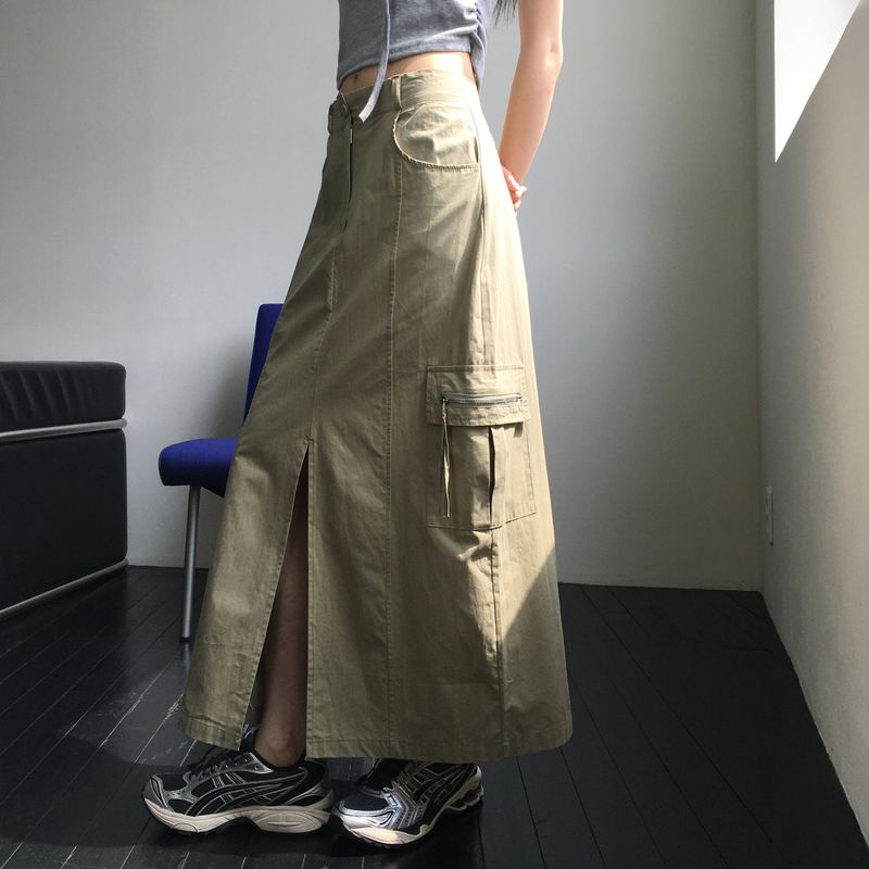 Botto cargo pocket slit long skirt