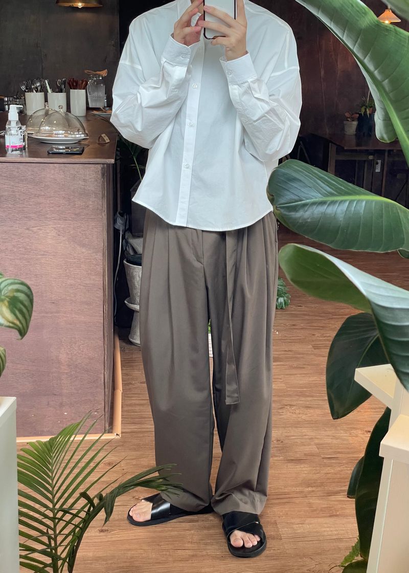 Pudding belt wide pants