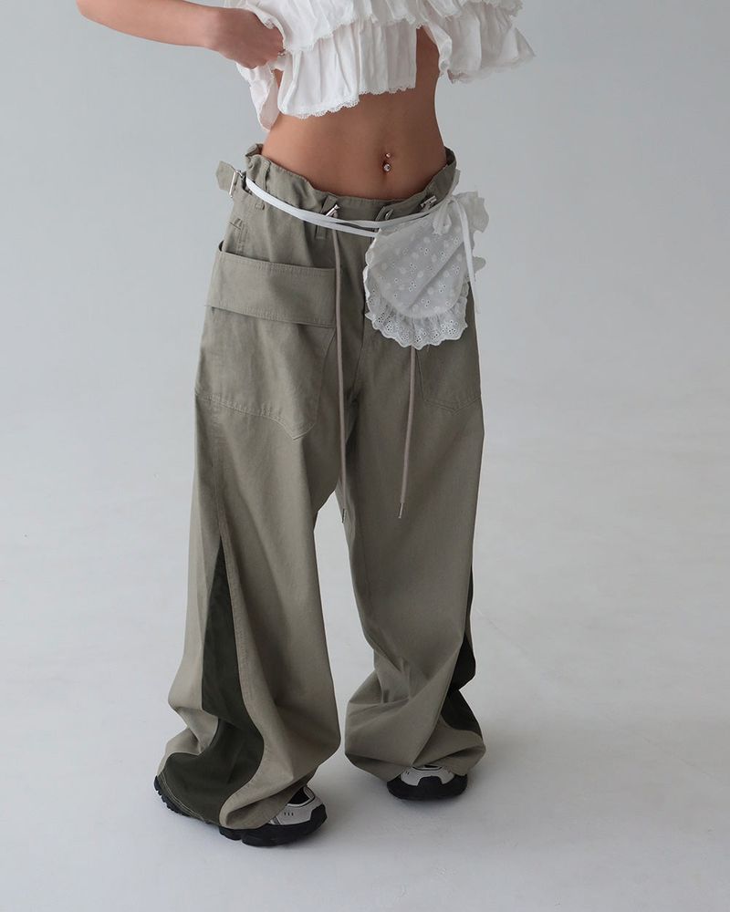 Punching lace pocket layered strap belt