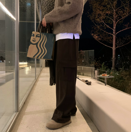 [In-house production]  First Corduroy Cargo String Wide Pants