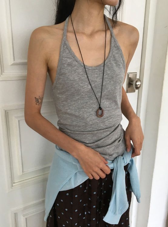 Dva Basic Halterneck Layered Long Sleeveless