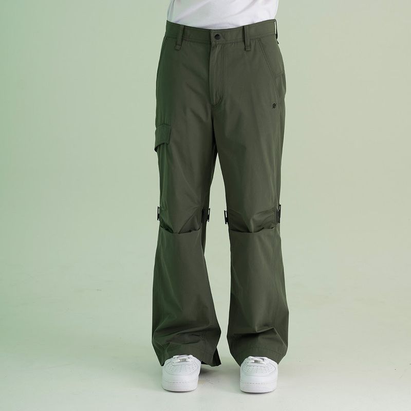 Poly Cotton RIB Buckle Pants - KHAKI