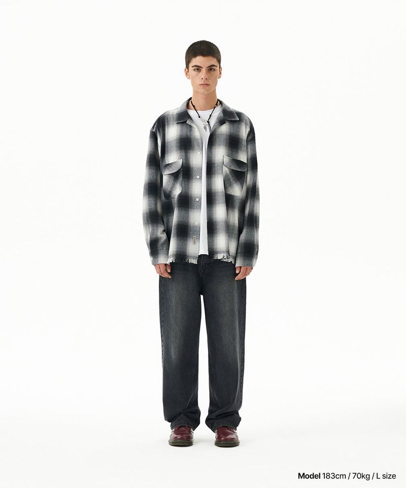 CUT OFF FLANNEL CHECK SHIRT