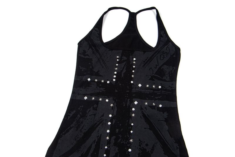 Sena Grunge Stud Print Slim Tank Top
