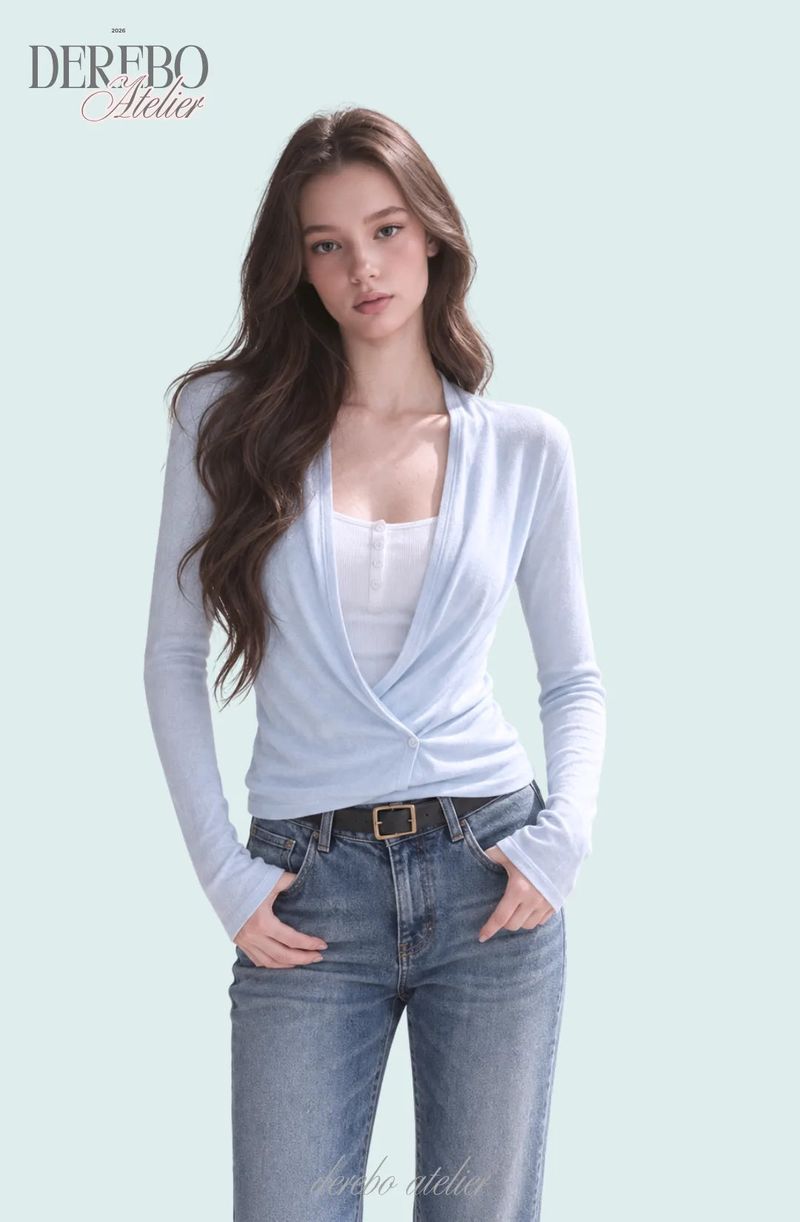 Sky crossover layered long-sleeve tee