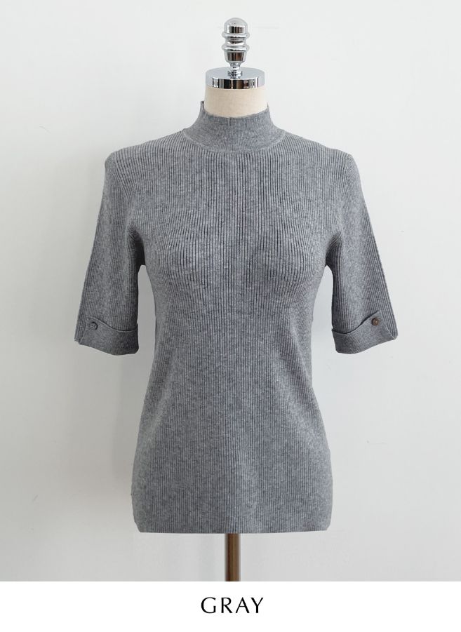 Shani Half-Neck Rolled-Up Sleeve Knit
