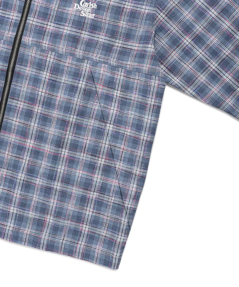 HOODED CHECK WIND BREAKER BLUE(CV2FSUB962A)