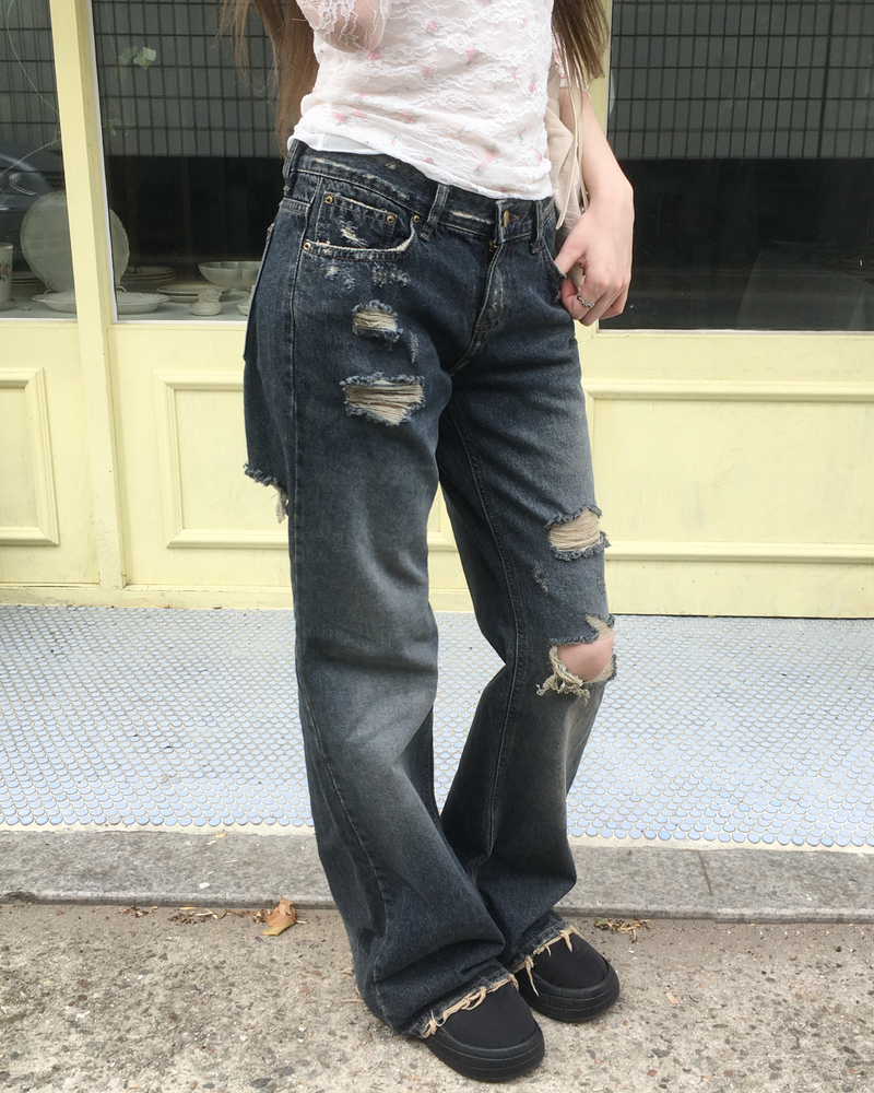 ボーイ バック ダメージ デニム パンツ