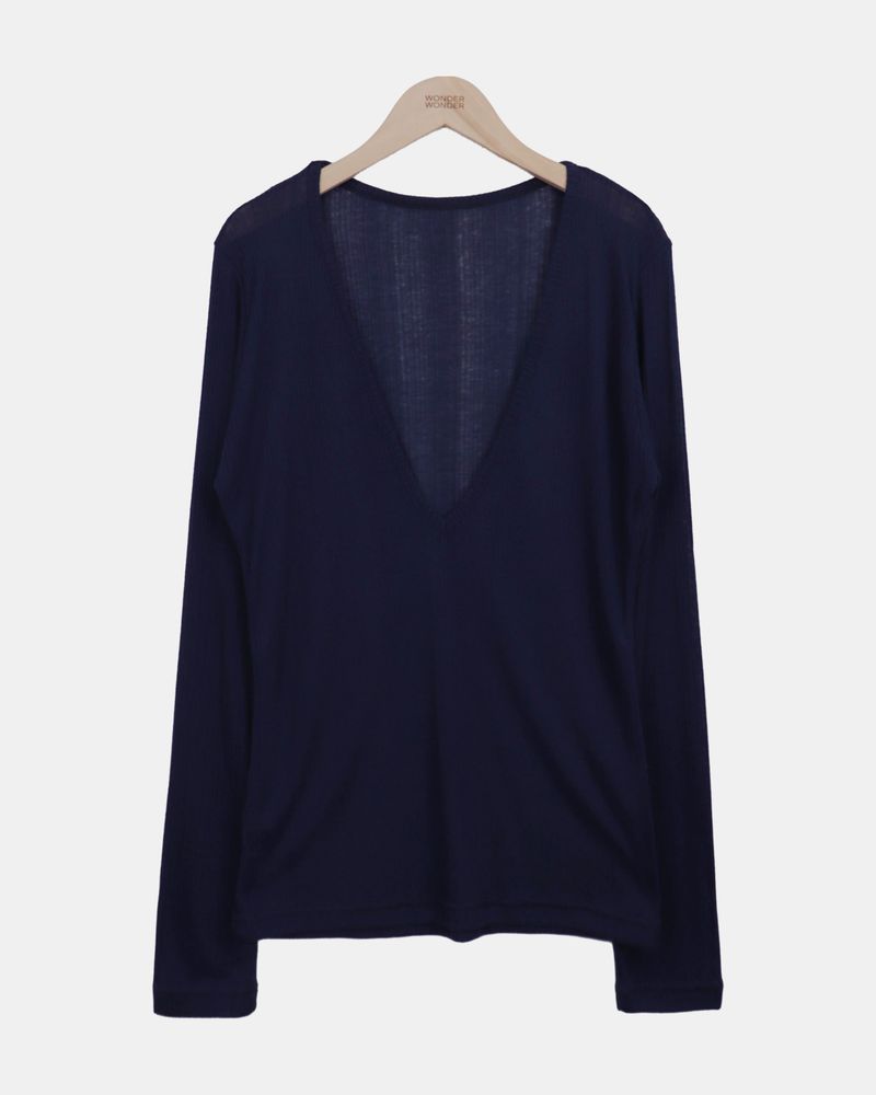 Kazel Deep V-Neck Long-Sleeve T-Shirt
