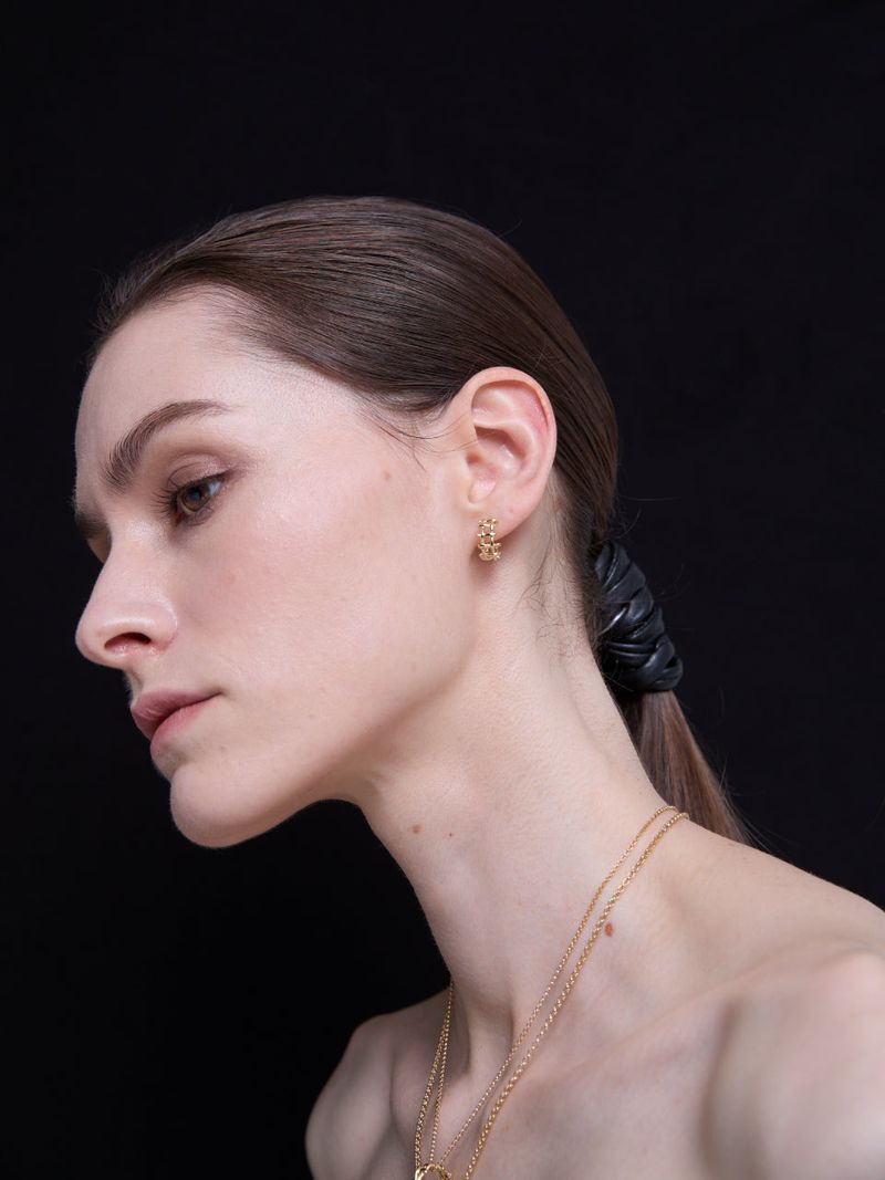 Multi Hash Tag Small Hoop Earrings (Gold)