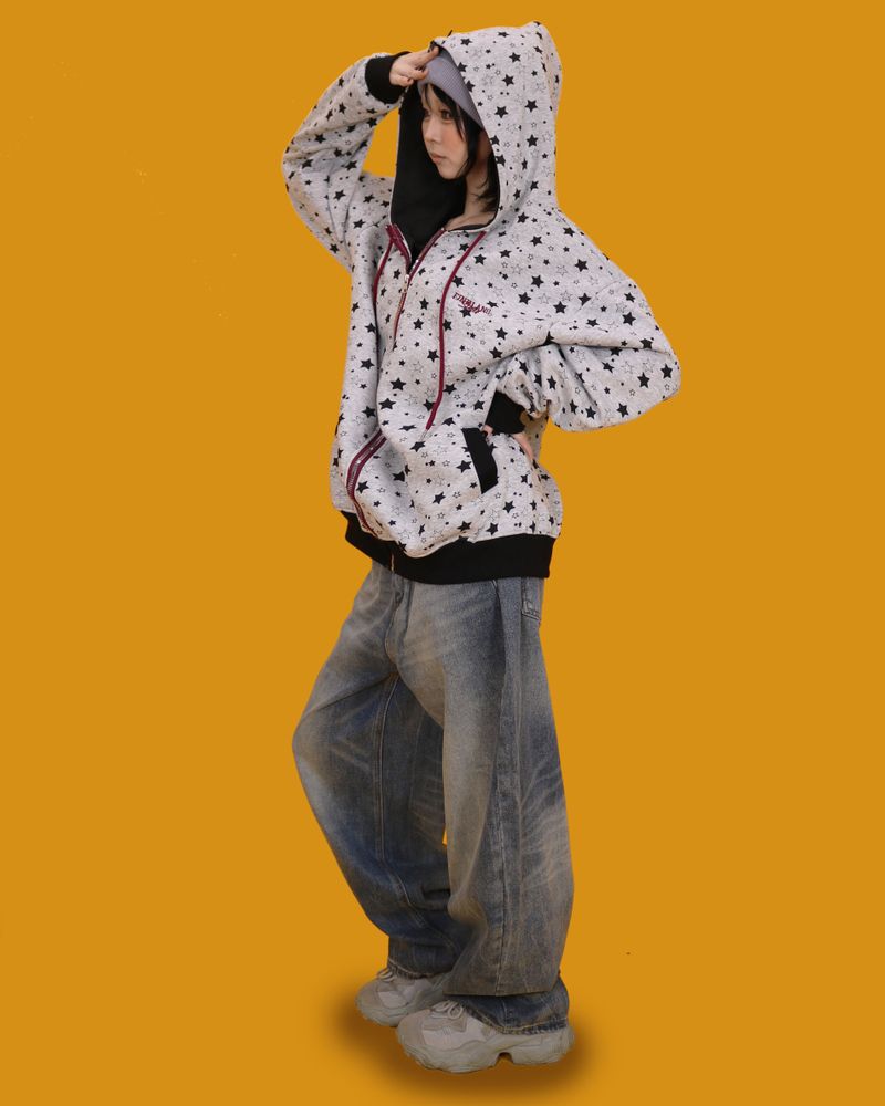midnight boxy hood zip-up