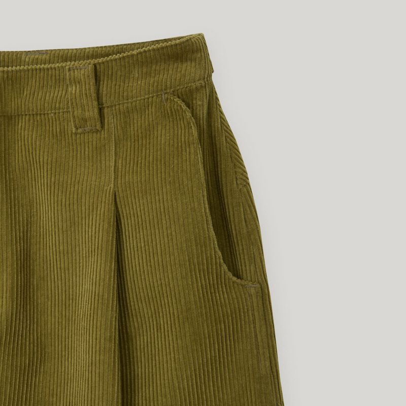 Olive Corduroy Snap Bermuda Pants