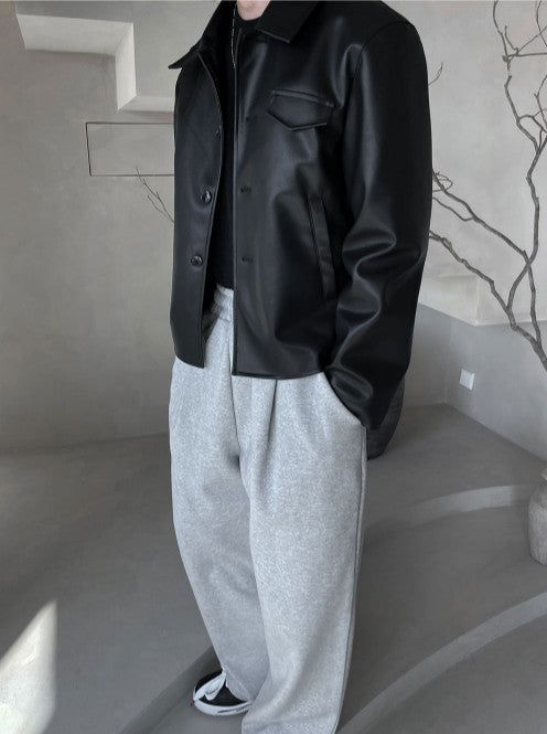 Pleddy Crop Leather Jacket (2color)