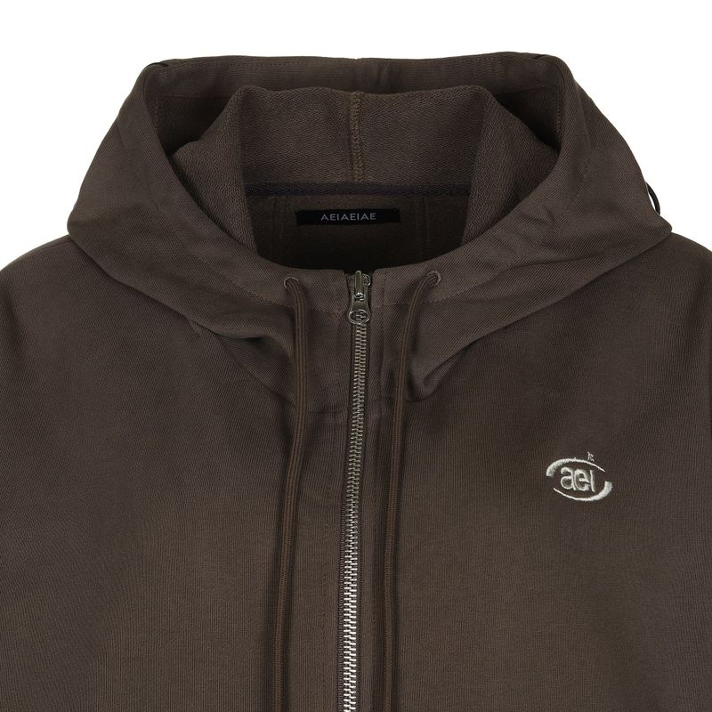 LAYERED STRING HOODIE ZIP-UP [BROWN]