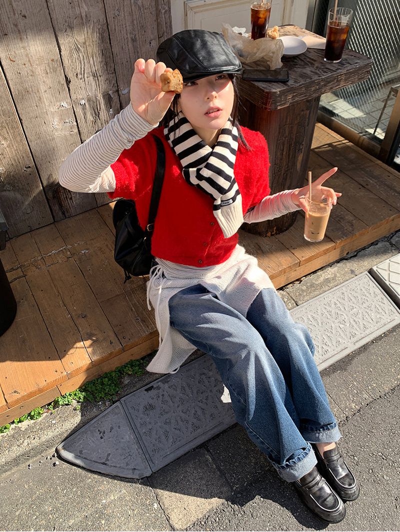 KNIT STRIPE MUFFLER (2C)