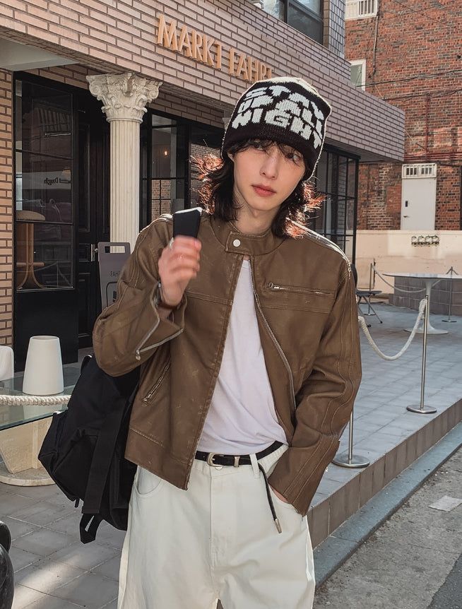 2PLAN(ツープラン)の「Kien Vintage Trackline Leather Jacket(Jackets/Outerwear)」