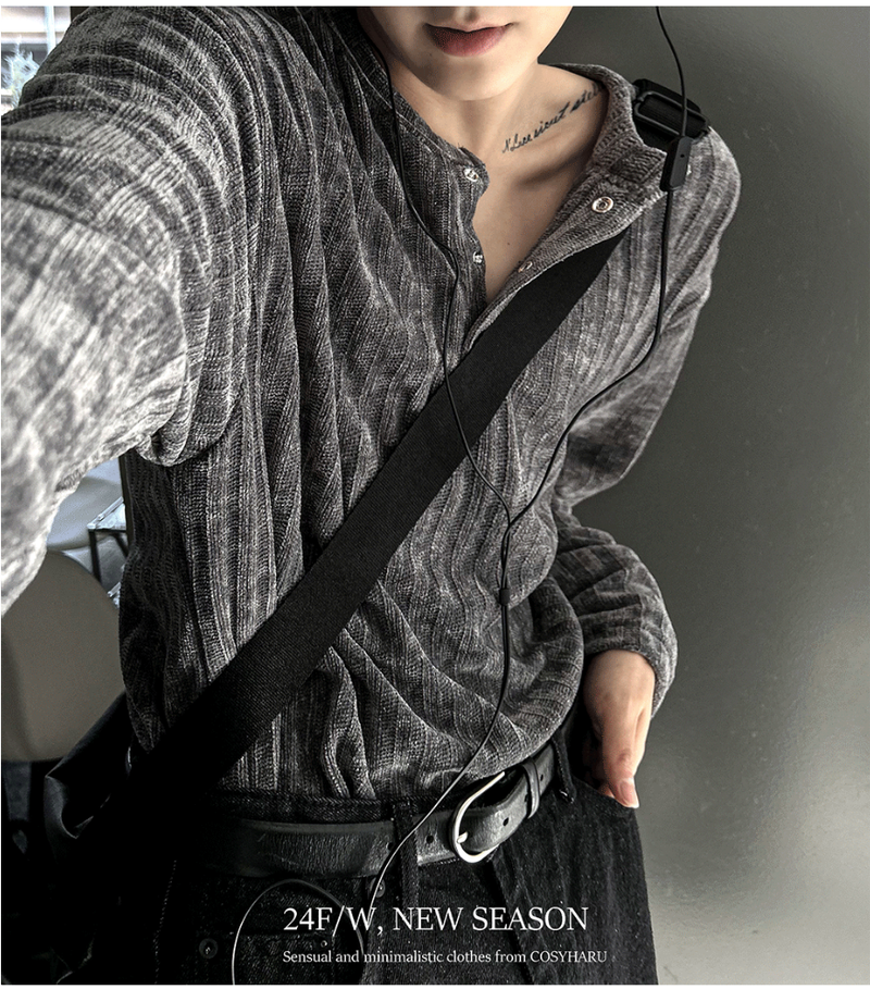 velia corduroy button henly-neck