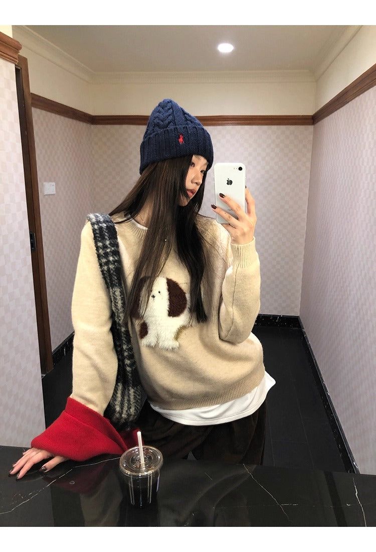 brown flower wool fleece zip-up
