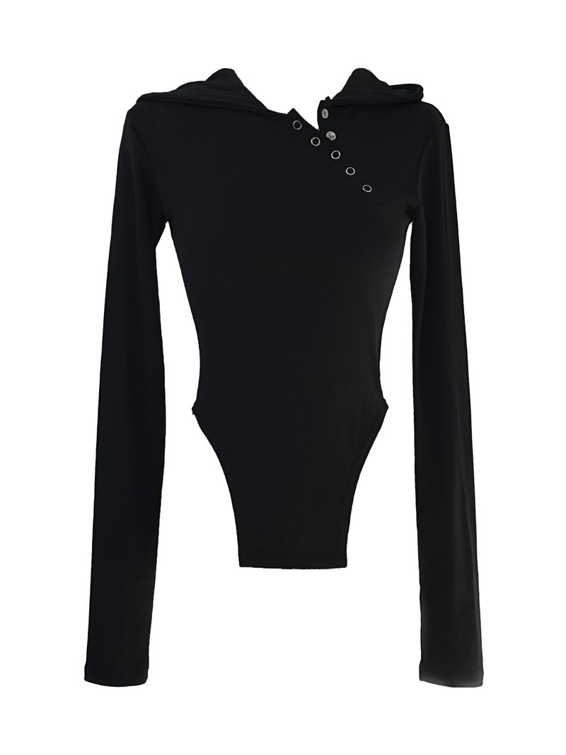 snap arch hooded bodysuit (fleece-lined)
