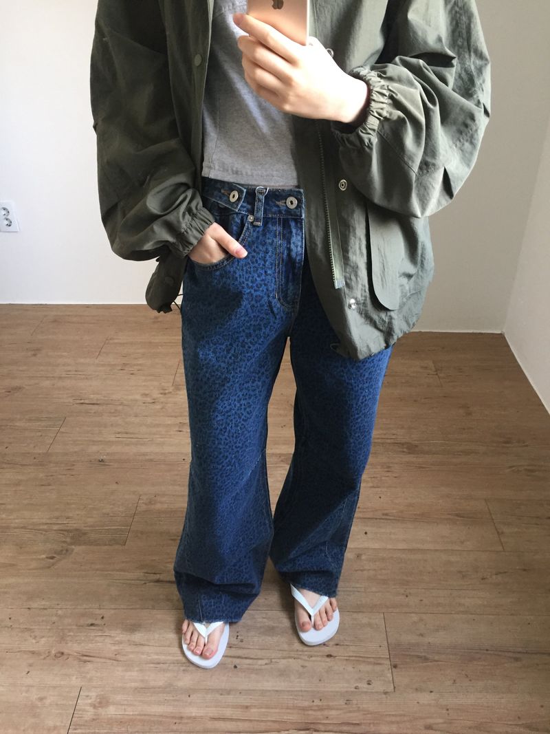 Leopard Denim Pants (1color)