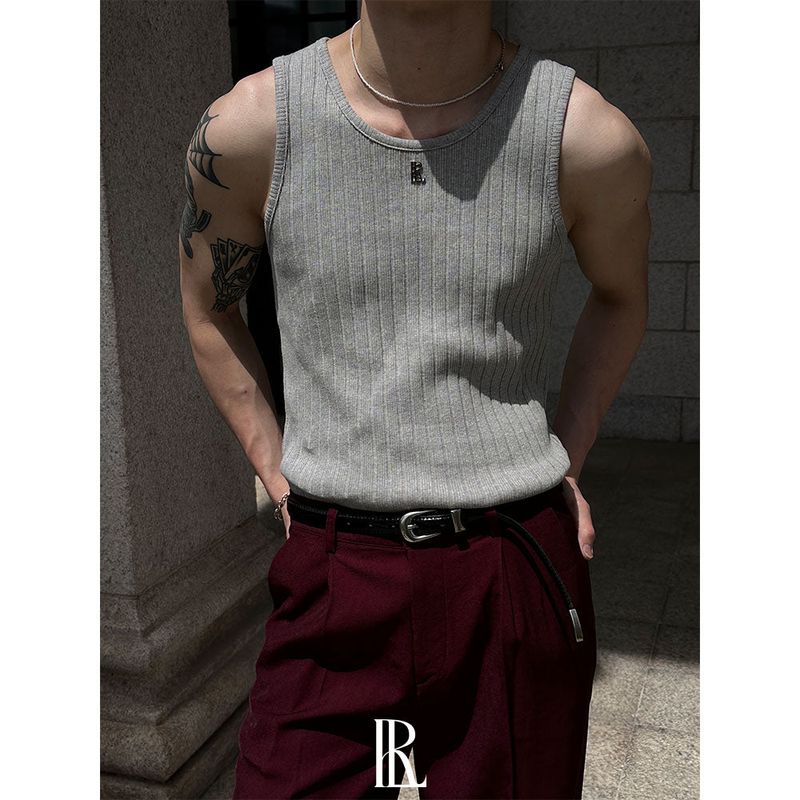 [S/S] High ribbed logo sleeveless(6color)