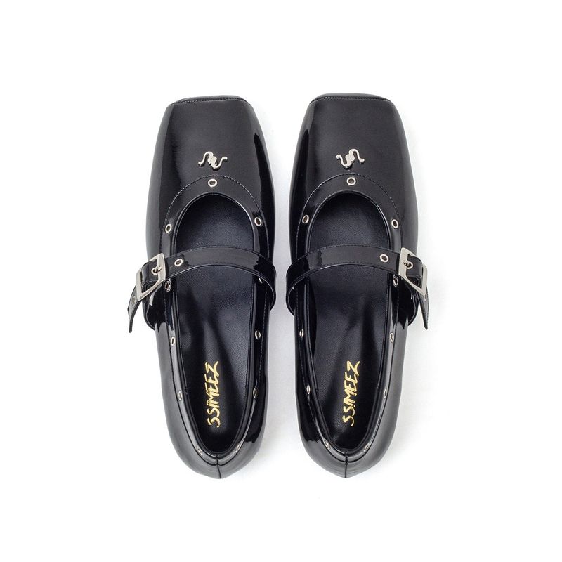 Eyelet Mary Jane Flat(Black)