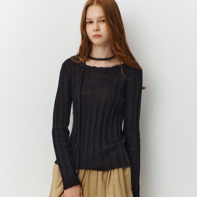 String Boat Neck Knit_2Color