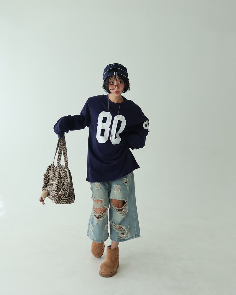80 Number Oversized Fit Sweatshirt