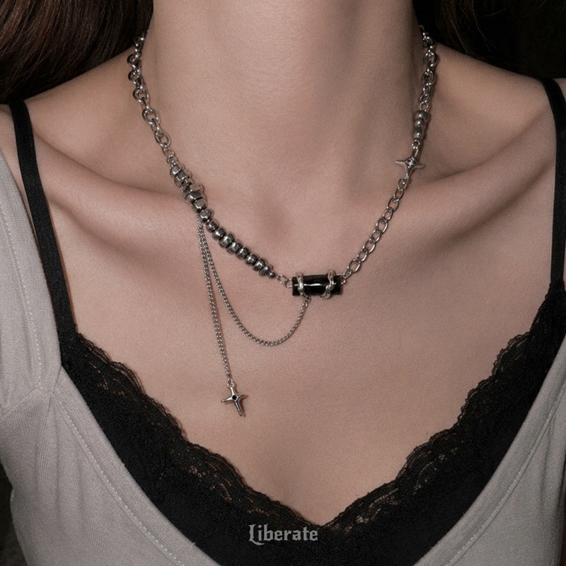 [Surgical Steel] Drop The Flash Onyx Necklace -THE BOYS  SUNWOO Pick!