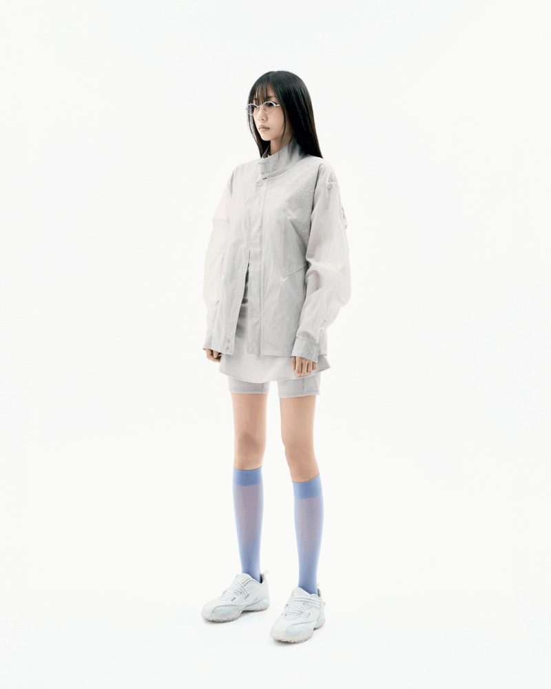 Layered Sheer Blouson / Warm Grey