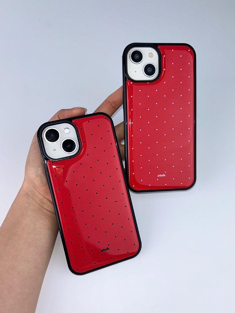 Red Dot Epoxy Bumper Case(White)
