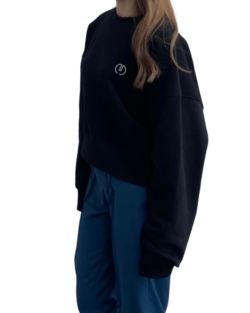 プリントクロップドスウェット/Print Cropped Sweat-BLACK